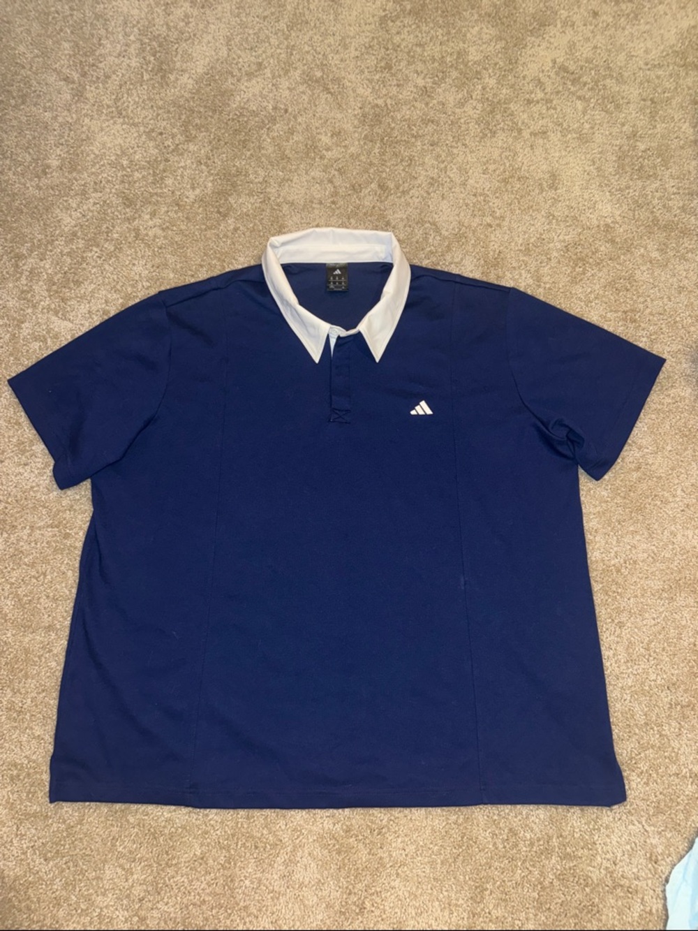 adidas Men’s Navy Golf Polo with White Collar Detail